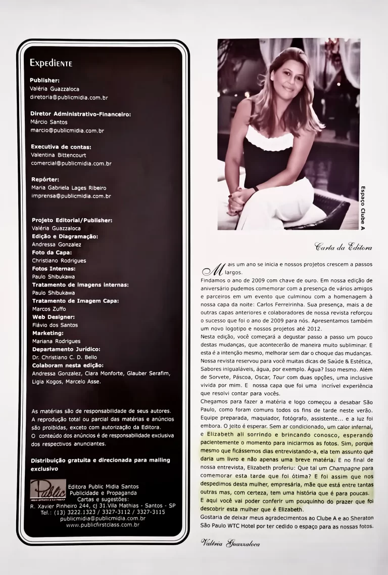 MIDIA SELECIONADA - Carta da Editora Revista Public First Class (colorida)