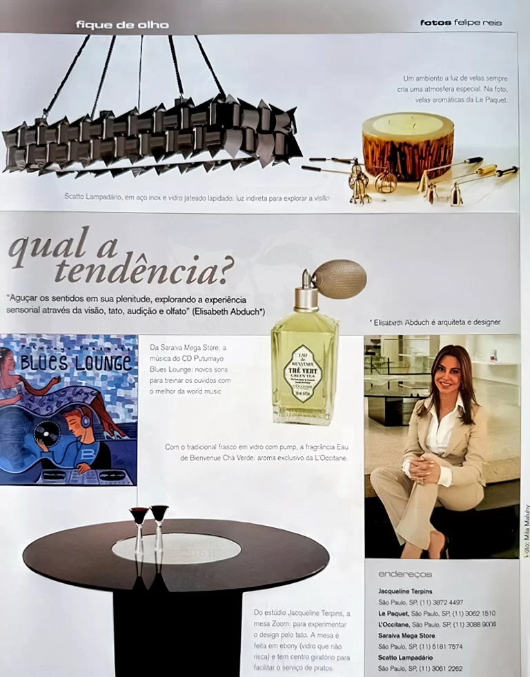 Design and well-being go hand in hand! For the architect and designer Elisabeth Abduch, 
sharpening the senses through sight, touch, hearing, and smell is the new trend in interior 
and product design. A topic explored in “What's the trend?” KAZA Magazine.
